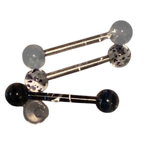 14g Surgical Steel Tongue Rings Body Piercing Jewelry Unisex 4pcs Multicolor 4 P - Picture 3 of 5